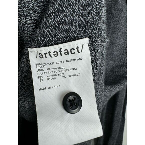 Artefact Men's Wool Long Sleeve Collared Pocket Polo Shirt Heather Gray Large - Picture 6 of 7
